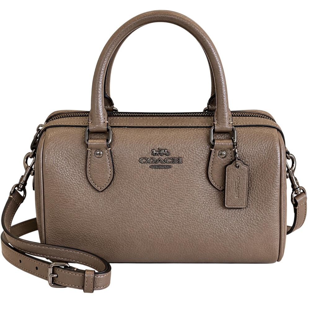 Coach Mini Bennett Satchel Taupe Pebbled Leather Crossbody Shoulder Bag